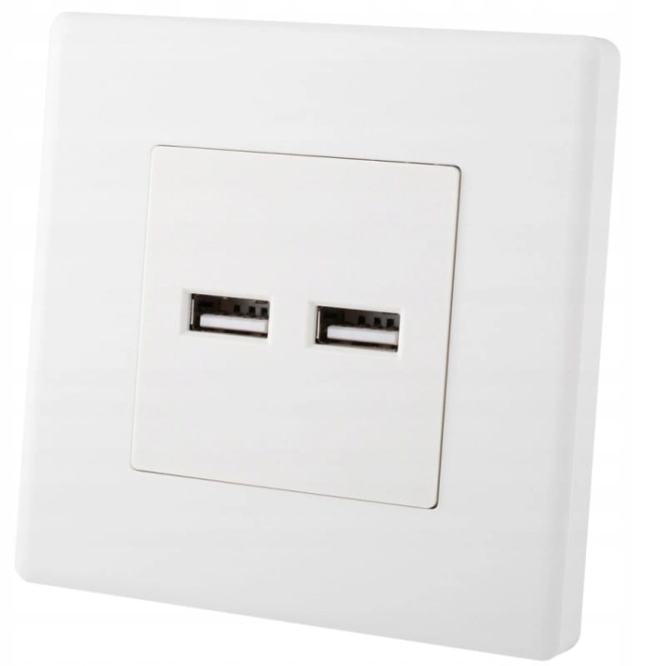 Priză Albă Încărcător Dublu USB 3.1A Tip A+A Set Cu Ramă PVC