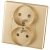 Priză Dublă Aurie Cu Pin Set Cu Ramă PCV