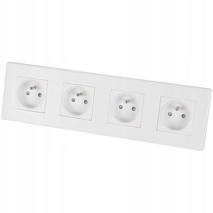 Priză Cvadriplă Albă Cu Pin Set Ramă PCV Cvadriplă 4 X Prize Simple