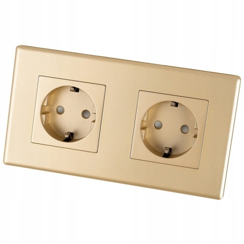 Priză Dublă Schuko Aurie Set Ramă PCV Dublă 2 X Priză