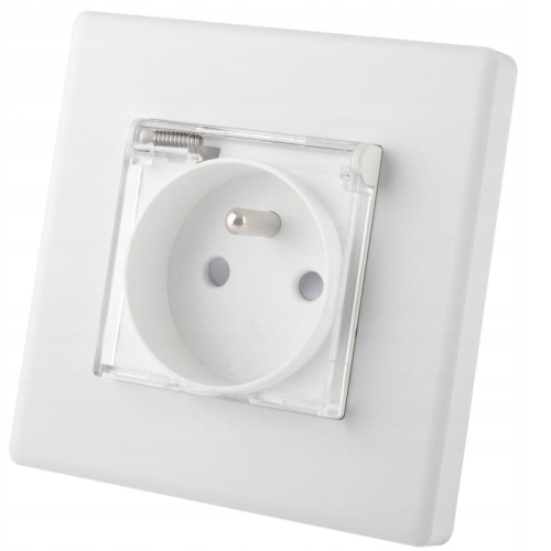 Priză Albă Cu Capac Cu Împământare Set Cu Ramă PVC