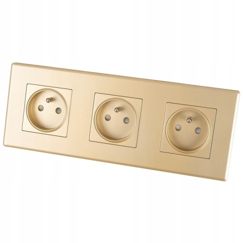 Priză Triplă Aurie Set Ramă PCV Triplă Și 3 X Priză Simplă