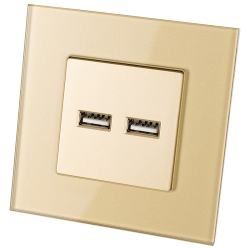 Încărcător Dublu USB 3.1A Tip A+A Din Sticlă Auriu