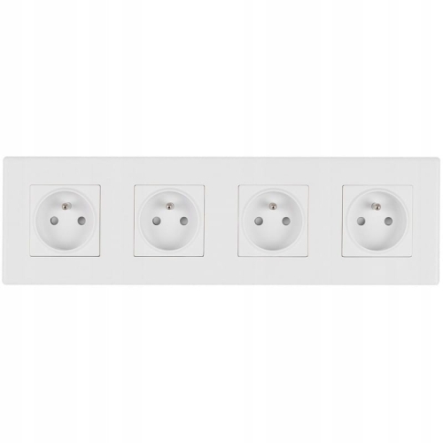 Priză Cvadriplă Albă Cu Pin Set Ramă PCV Cvadriplă 4 X Prize Simple