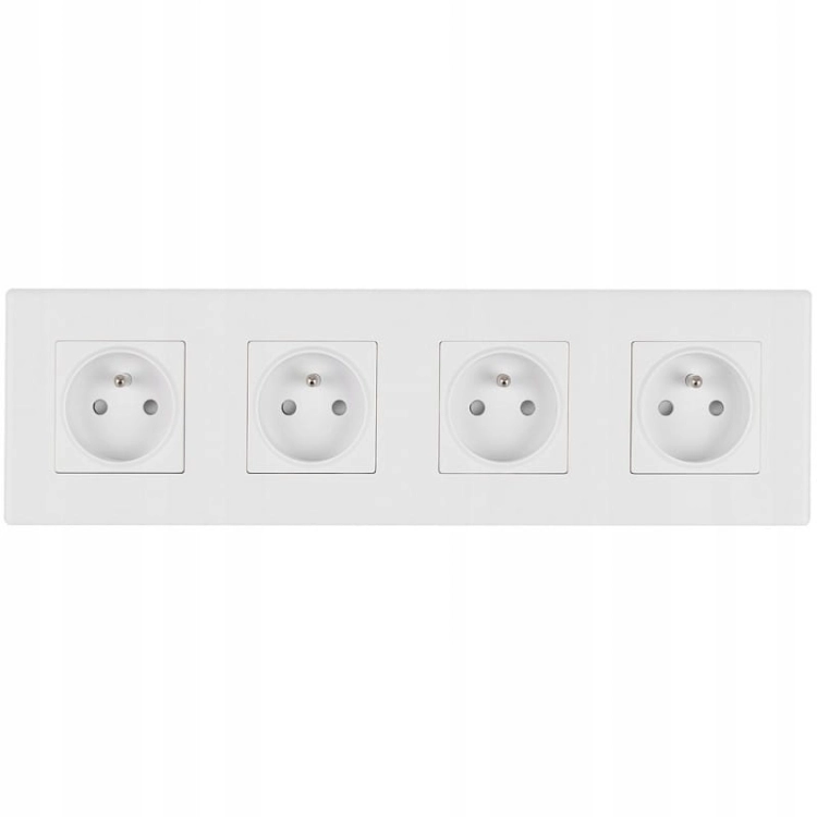 Priză Cvadriplă Albă Cu Pin Set Ramă PCV Cvadriplă 4 X Prize Simple