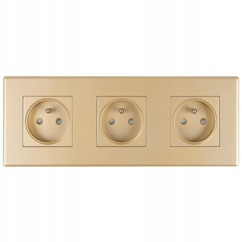 Priză Triplă Aurie Set Ramă PCV Triplă Și 3 X Priză Simplă