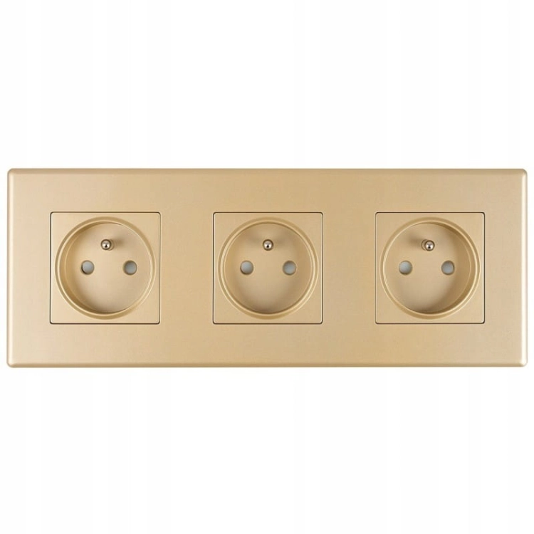 Priză Triplă Aurie Set Ramă PCV Triplă Și 3 X Priză Simplă