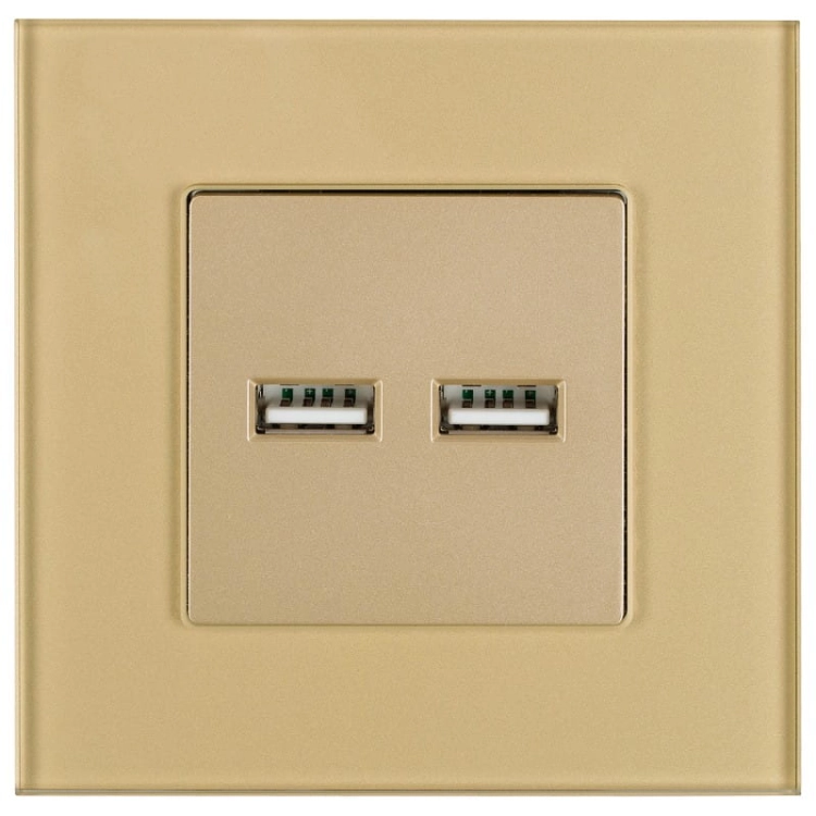 Încărcător Dublu USB 3.1A Tip A+A Din Sticlă Auriu