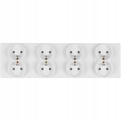 Priză Cvadriplă Albă Cu Pin Set Ramă PCV Cvadriplă 4 X Prize Duble
