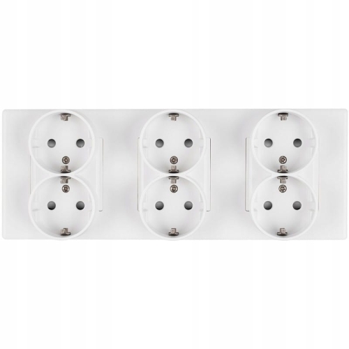 Priză Triplă Schuko Albă Ramă PVC Triplă Și 3 X Priză