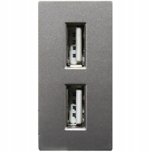Modul Încărcător Dublu USB Tip A+A 2.4A Gri Pentru Rame