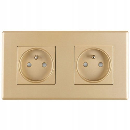 Priză Dublă Aurie Set Ramă PCV Dublă Și 2 X Priză