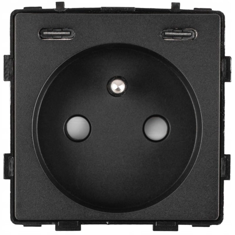 Modul Priză Cu Pin + Încărcător USB C+C 20W Negru Pentru Rame