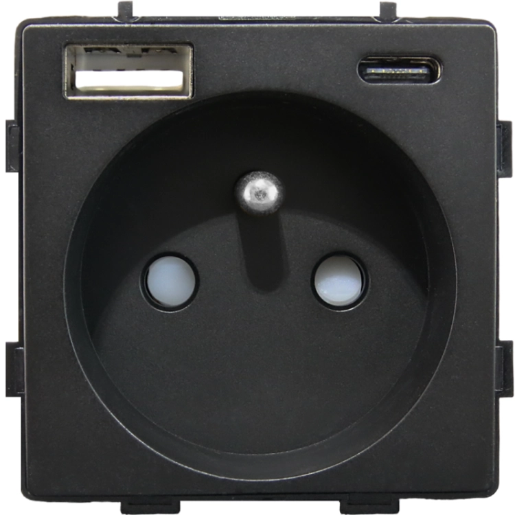 Modul Priză Cu Pin Neagră + Încărcător Dublu USB 20W Pentru Rame