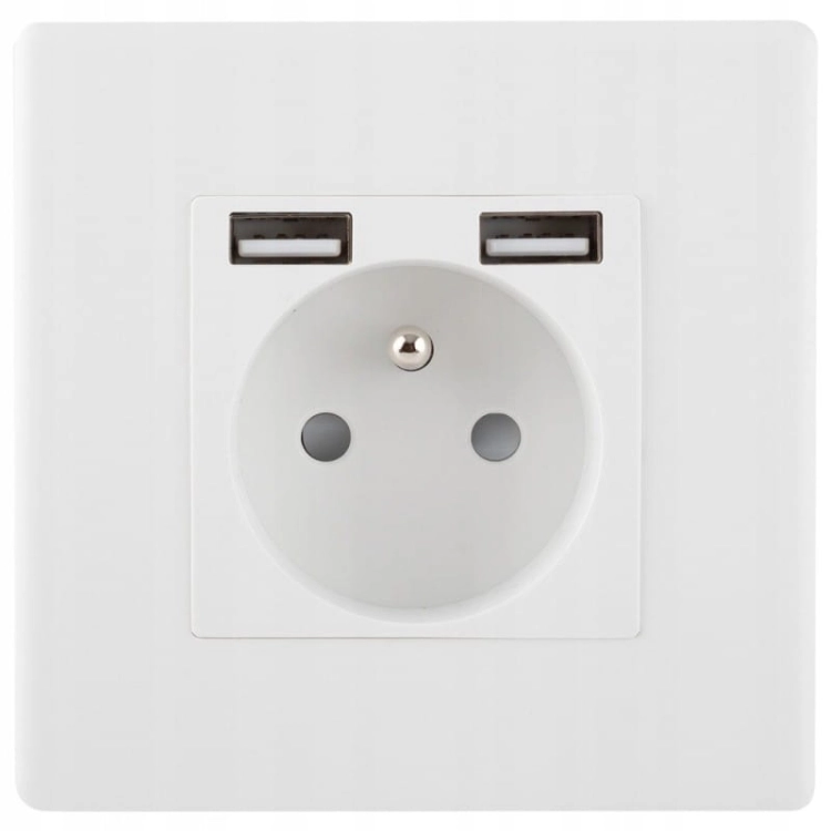 Priză Albă + Încărcător Dublu USB 2.4A A+A Set Cu Ramă PVC
