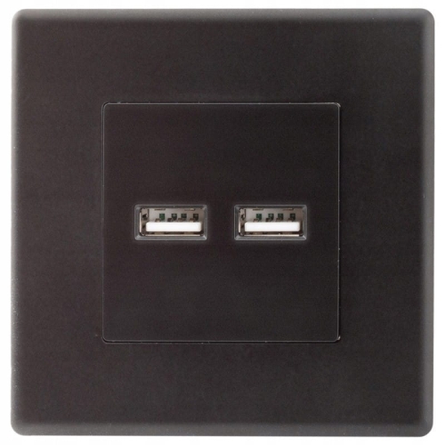 Priză Neagră Încărcător USB Dublu Set Cu Ramă PVC