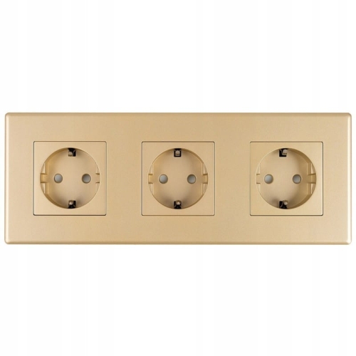 Priză Triplă Schuko Aurie Ramă PCV Triplă Și 3 X Priză