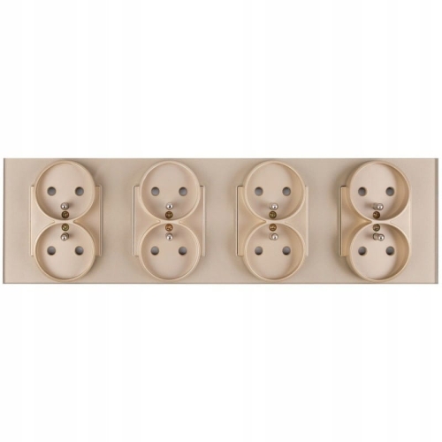 Priză Din Sticlă Cvadruplă Aurie Set Ramă Și 4 X Priză Dublă