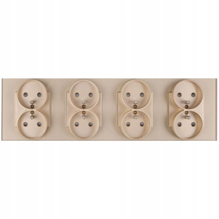 Priză Din Sticlă Cvadruplă Aurie Set Ramă Și 4 X Priză Dublă