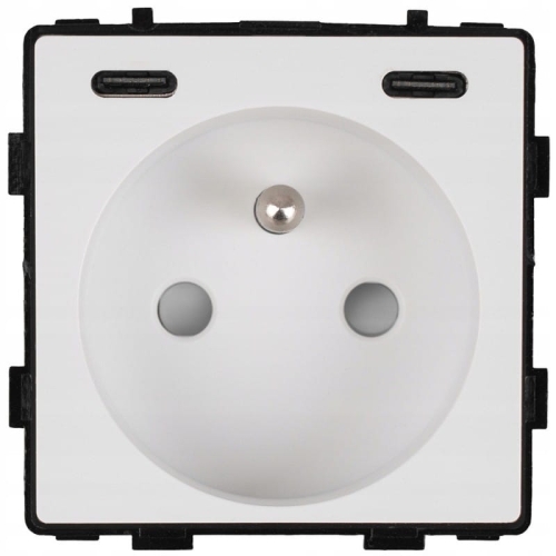 Modul Priză Cu Pin Albă + Încărcător USB C+C 20W Pentru Rame