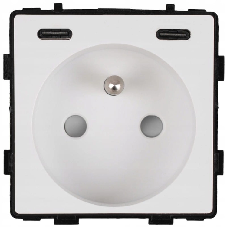 Modul Priză Cu Pin Albă + Încărcător USB C+C 20W Pentru Rame