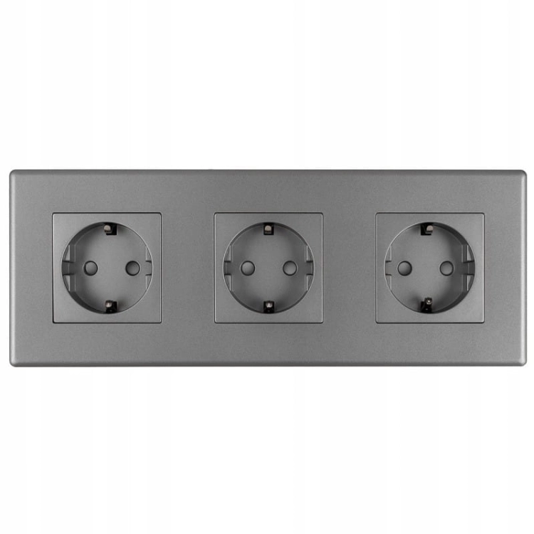 Priză Triplă Schuko Gri Ramă PCV Triplă Și 3 X Priză Simplă
