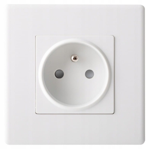 Priză Albă Cu Pin Împământare Set Cu Ramă PVC